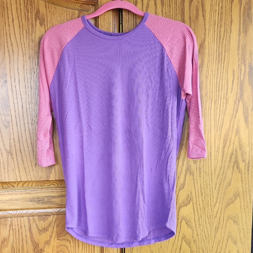 LulaRoe Purple and Pink Raglan Randy